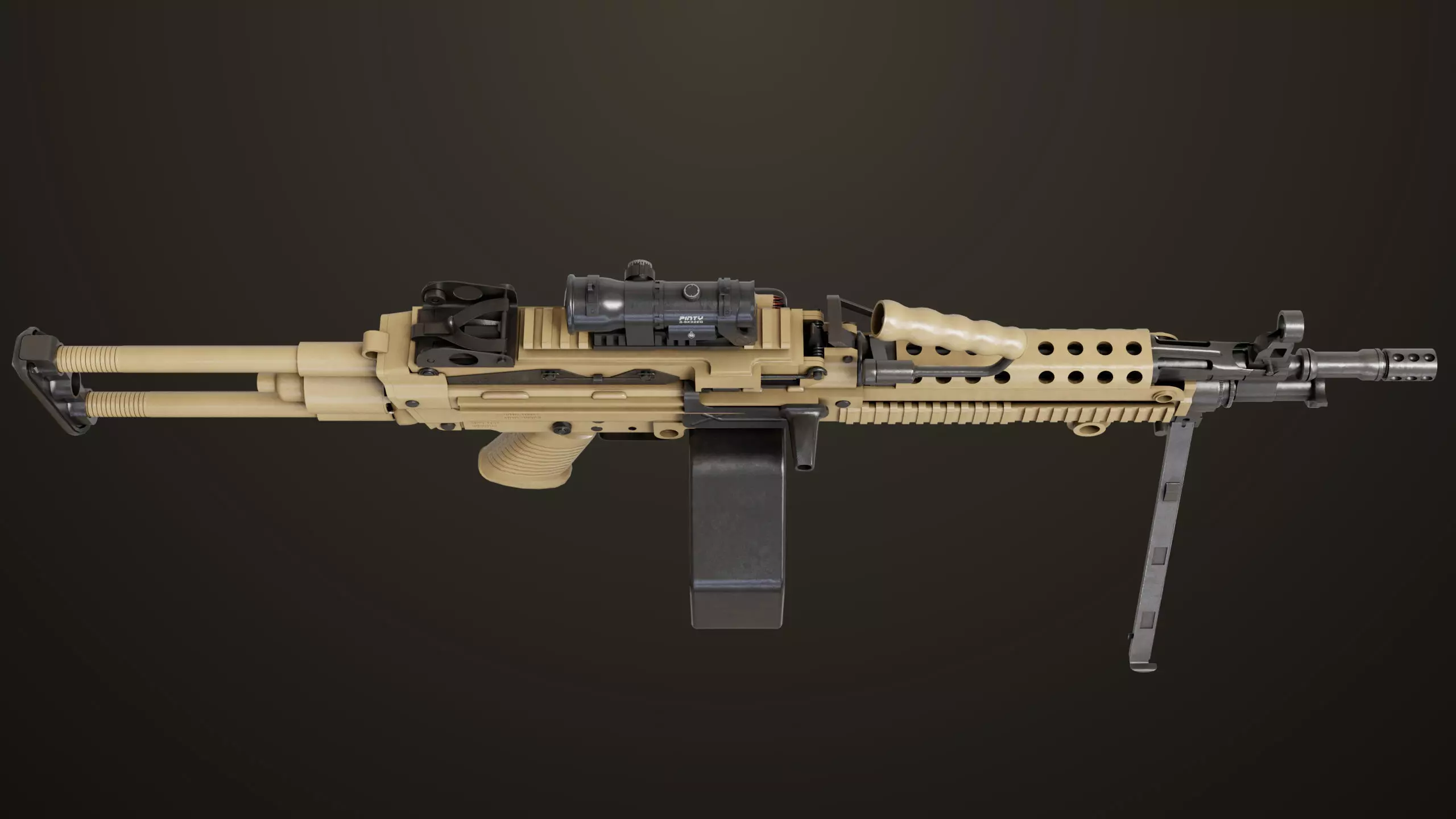 Machine Gun 16 Sandal All PBR Unity UE Textures Low-poly 3D model_26