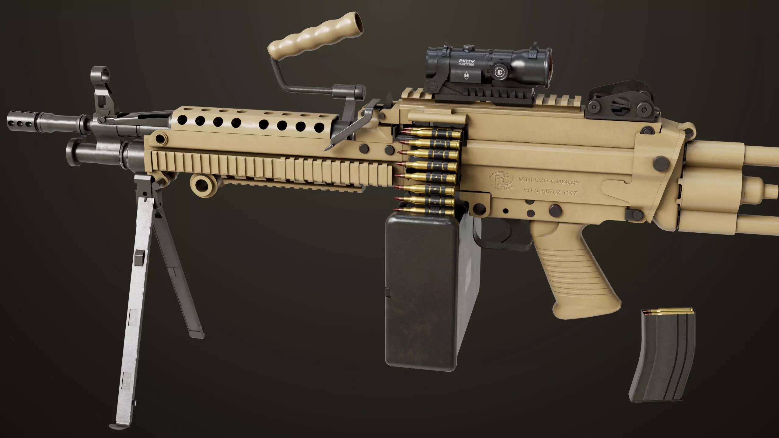 Machine Gun 16 Sandal All PBR Unity UE Textures Low-poly 3D model_2