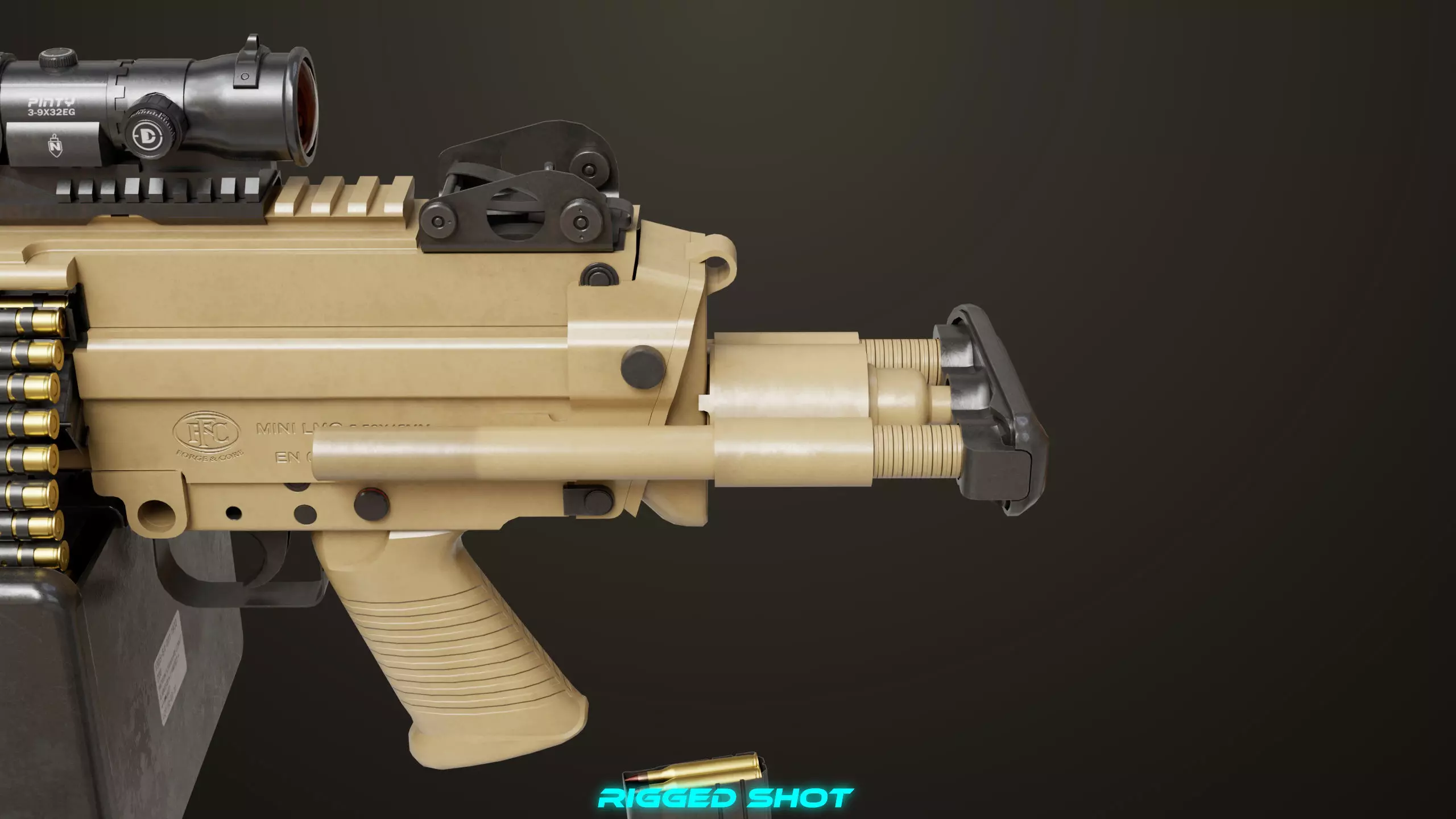 Machine Gun 16 Sandal All PBR Unity UE Textures Low-poly 3D model_21