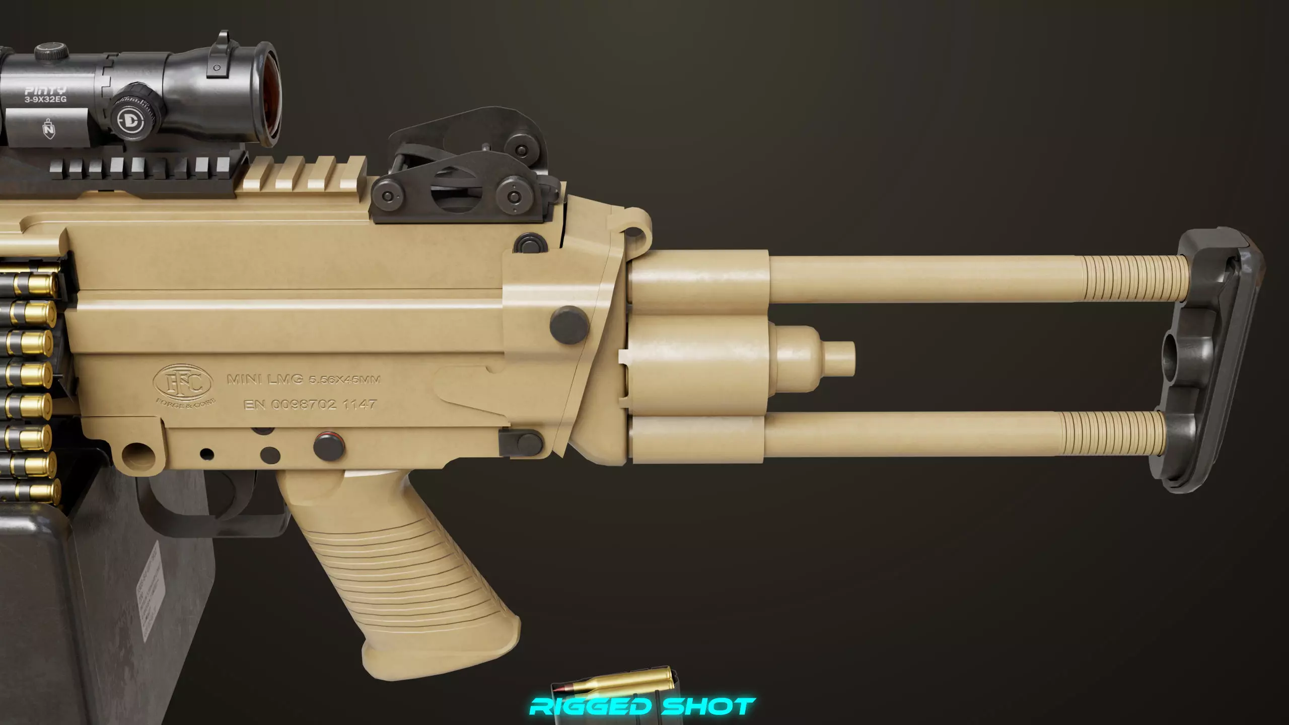 Machine Gun 16 Sandal All PBR Unity UE Textures Low-poly 3D model_19