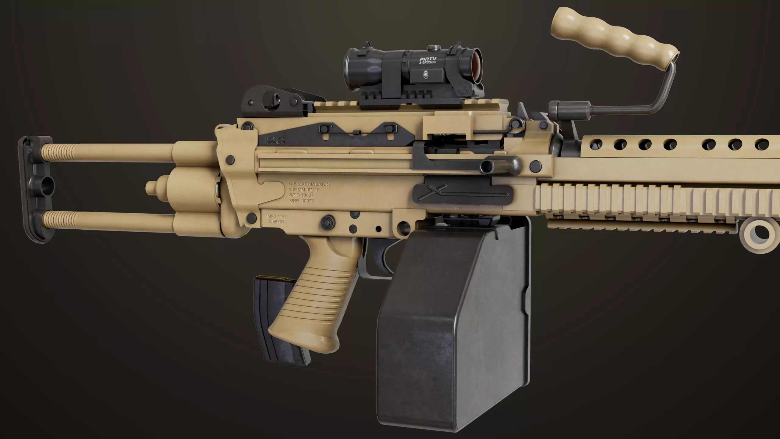 Machine Gun 16 Sandal All PBR Unity UE Textures Low-poly 3D model_25