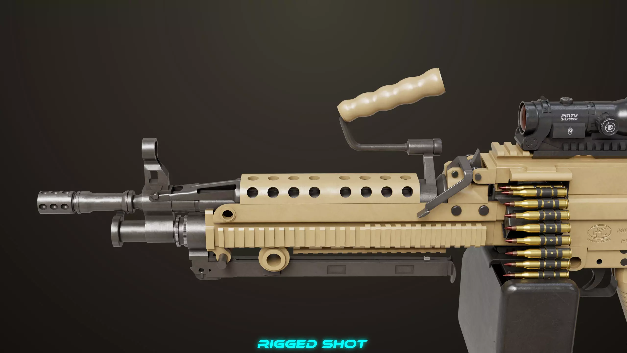 Machine Gun 16 Sandal All PBR Unity UE Textures Low-poly 3D model_16