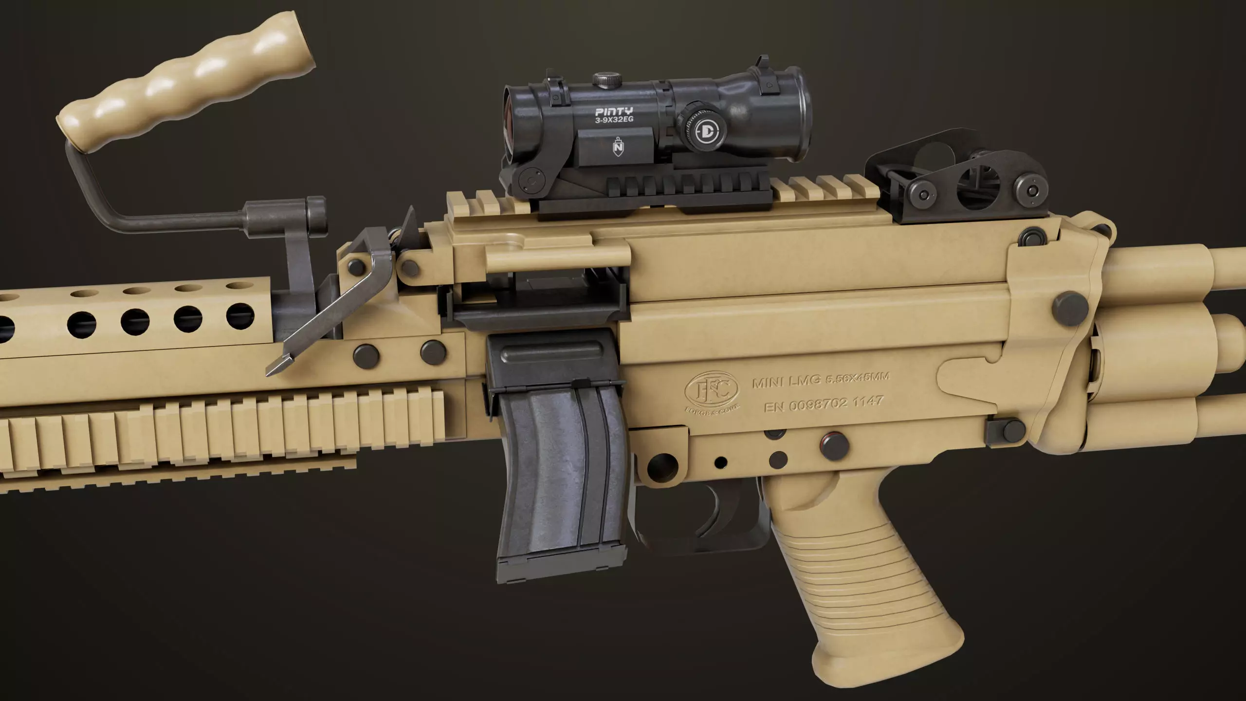 Machine Gun 16 Sandal All PBR Unity UE Textures Low-poly 3D model_5