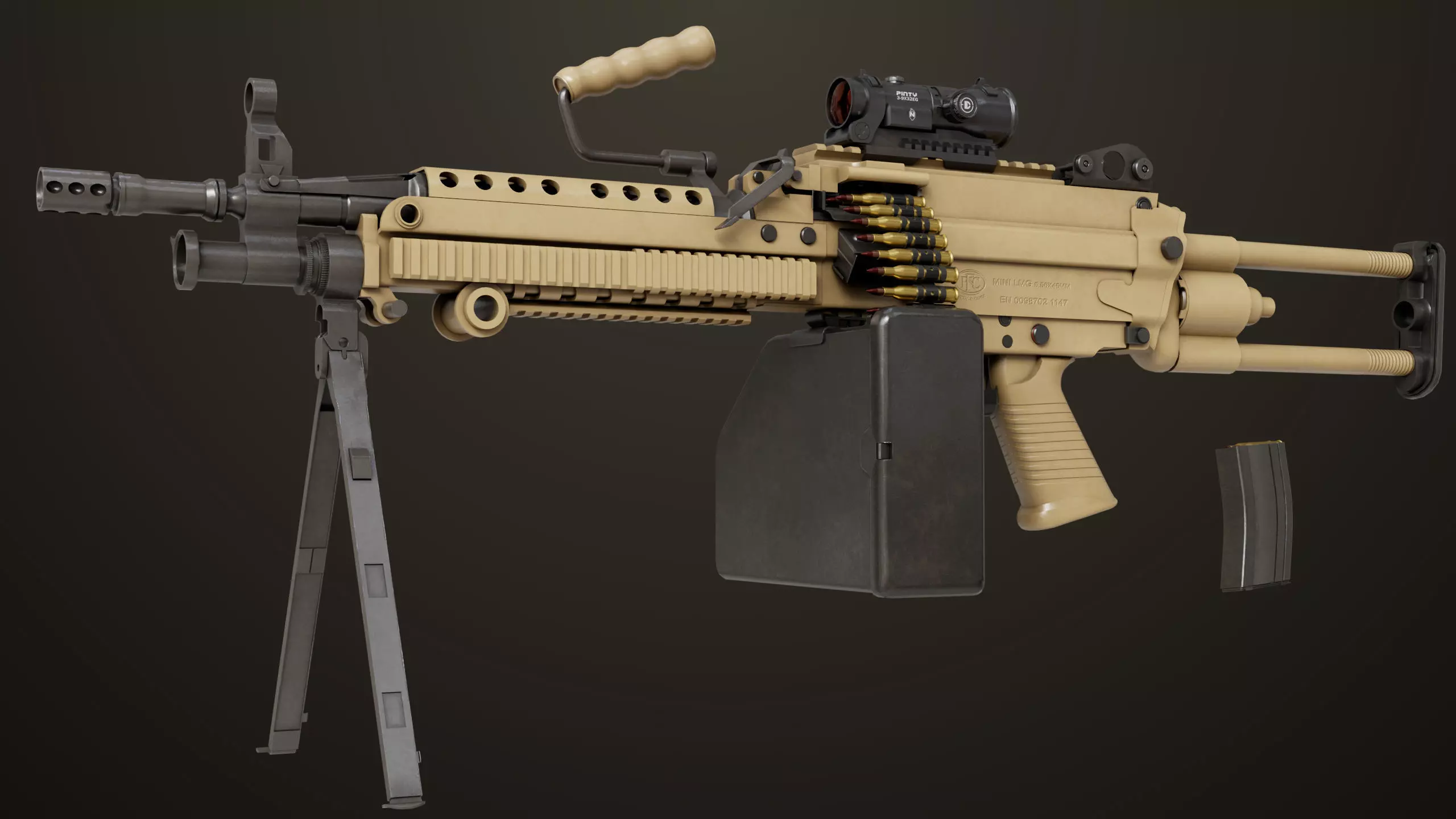 Machine Gun 16 Sandal All PBR Unity UE Textures Low-poly 3D model_1