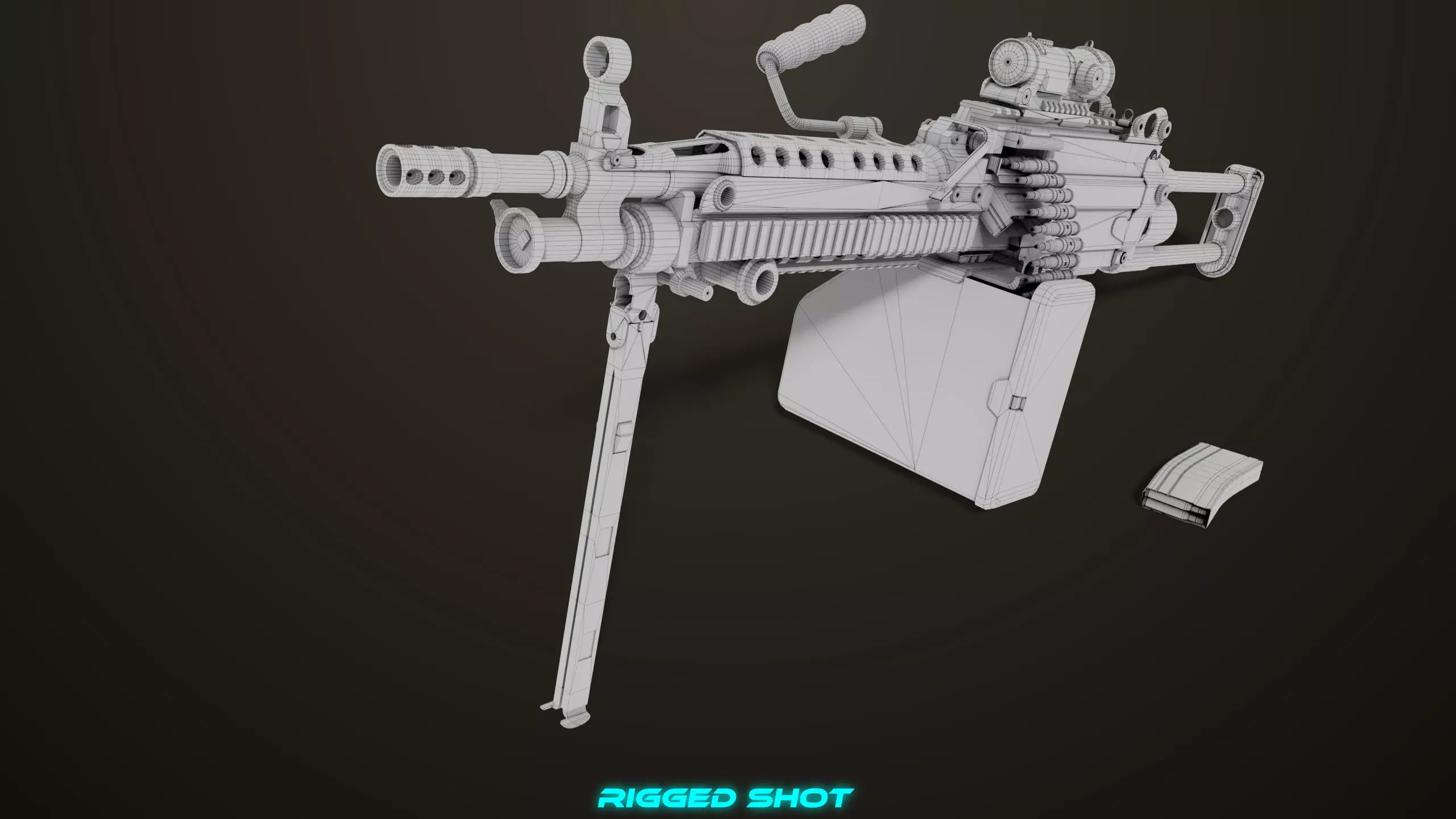 Machine Gun 16 Sandal All PBR Unity UE Textures Low-poly 3D model_35