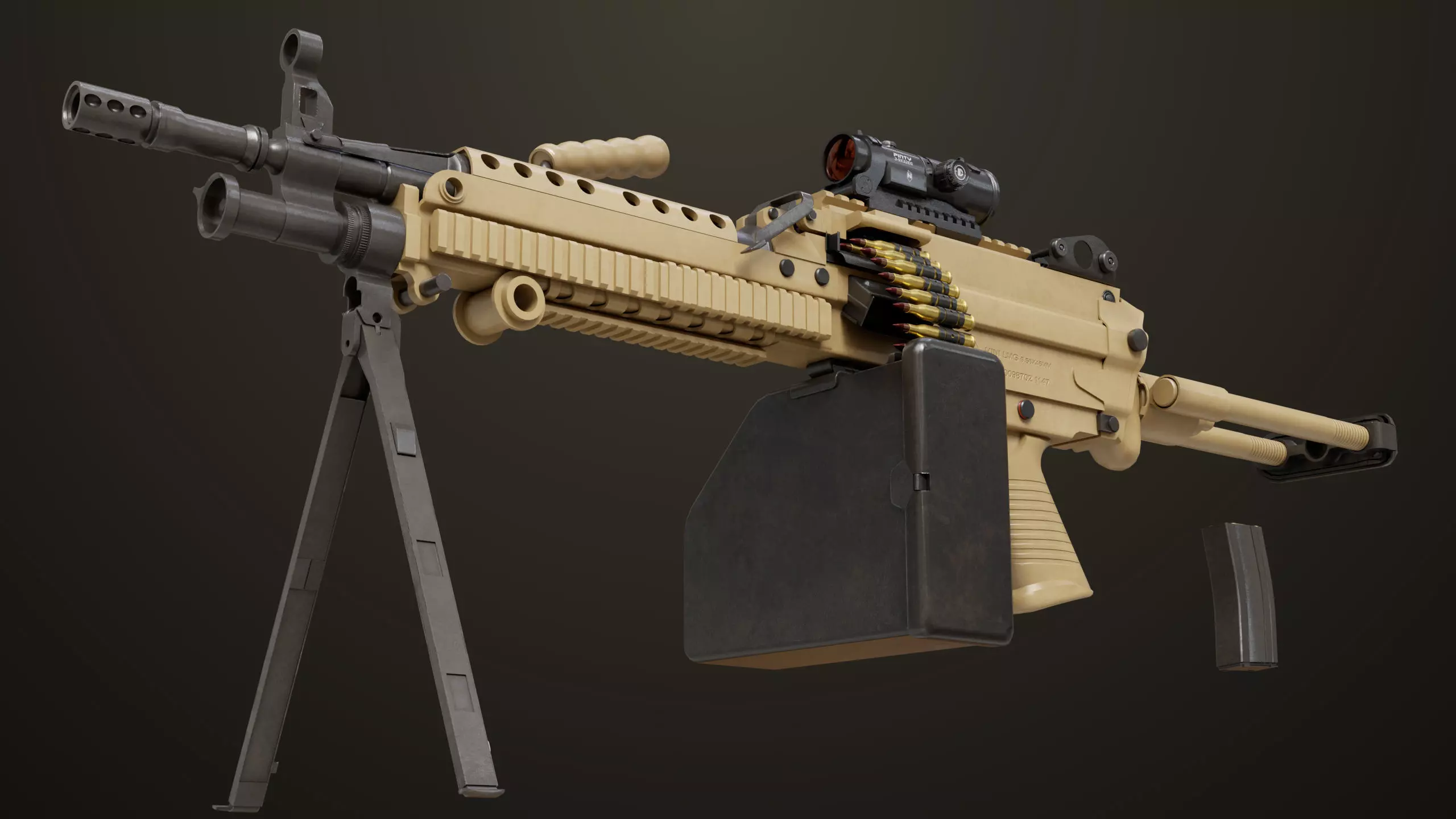 Machine Gun 16 Sandal All PBR Unity UE Textures Low-poly 3D model_22