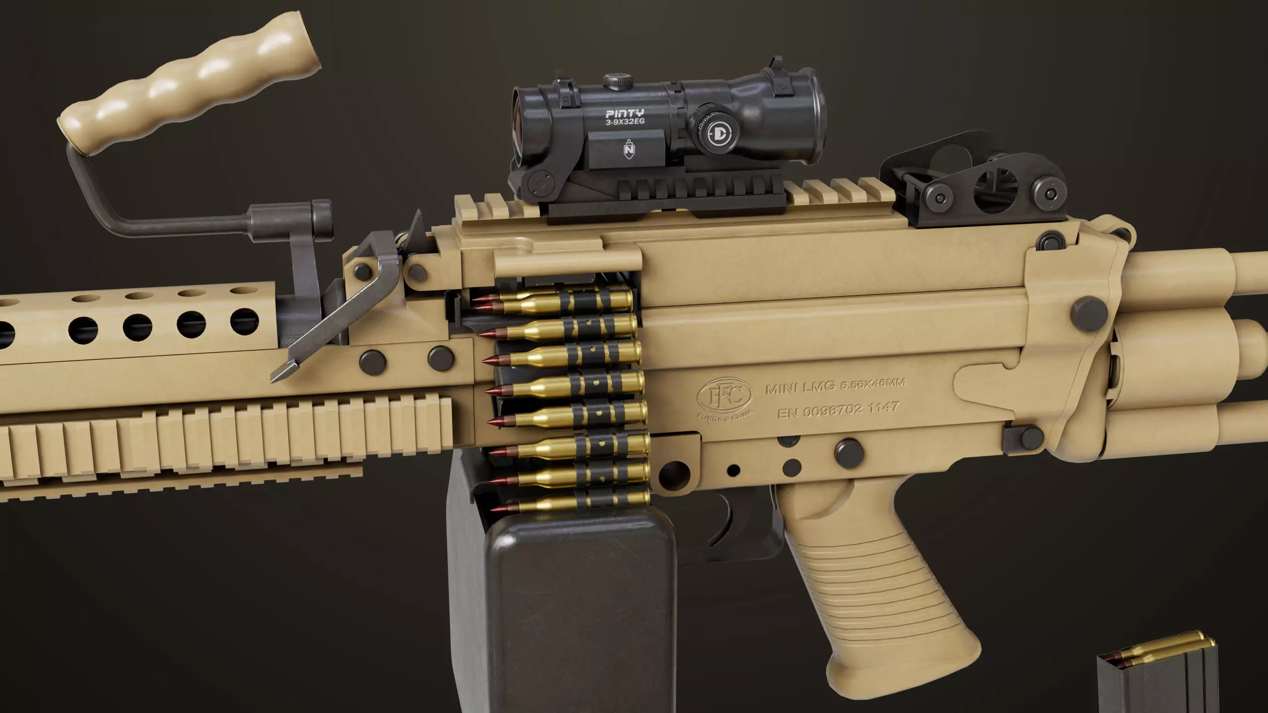 Machine Gun 16 Sandal All PBR Unity UE Textures Low-poly 3D model_4