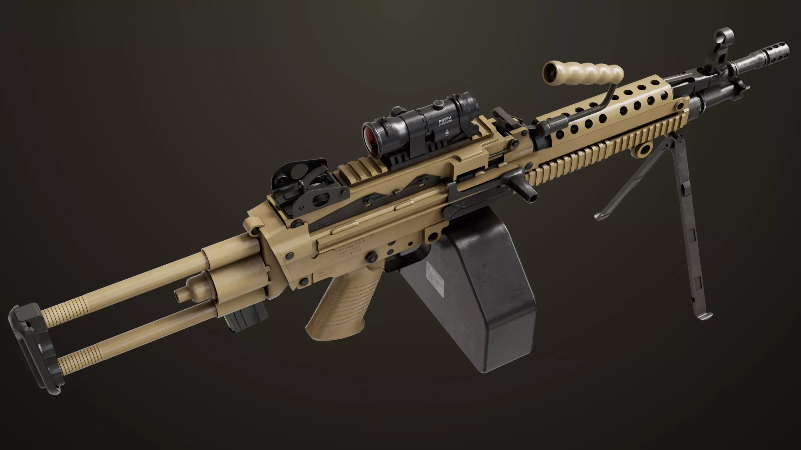 Machine Gun 16 Sandal All PBR Unity UE Textures Low-poly 3D model_24