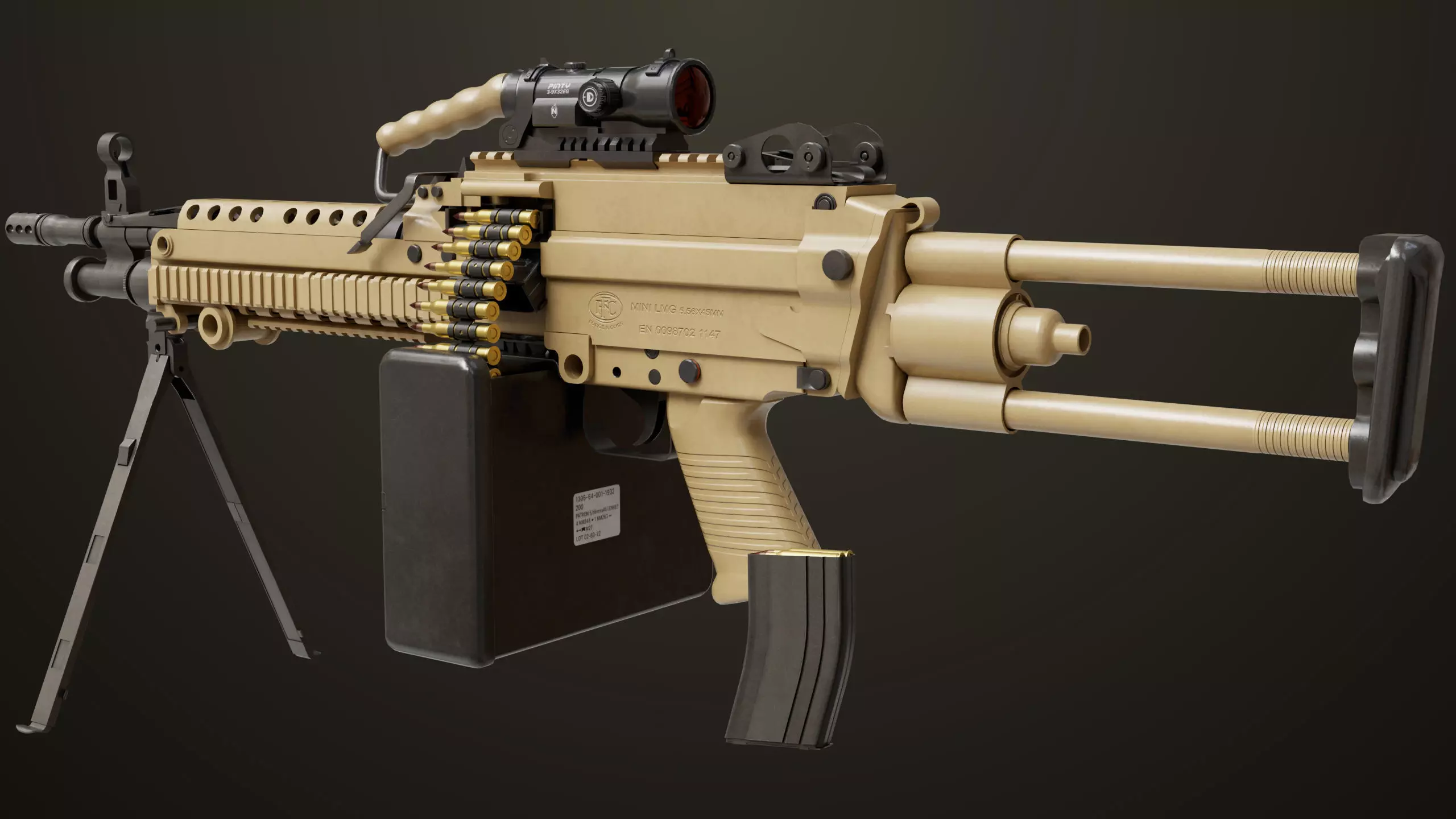 Machine Gun 16 Sandal All PBR Unity UE Textures Low-poly 3D model_23