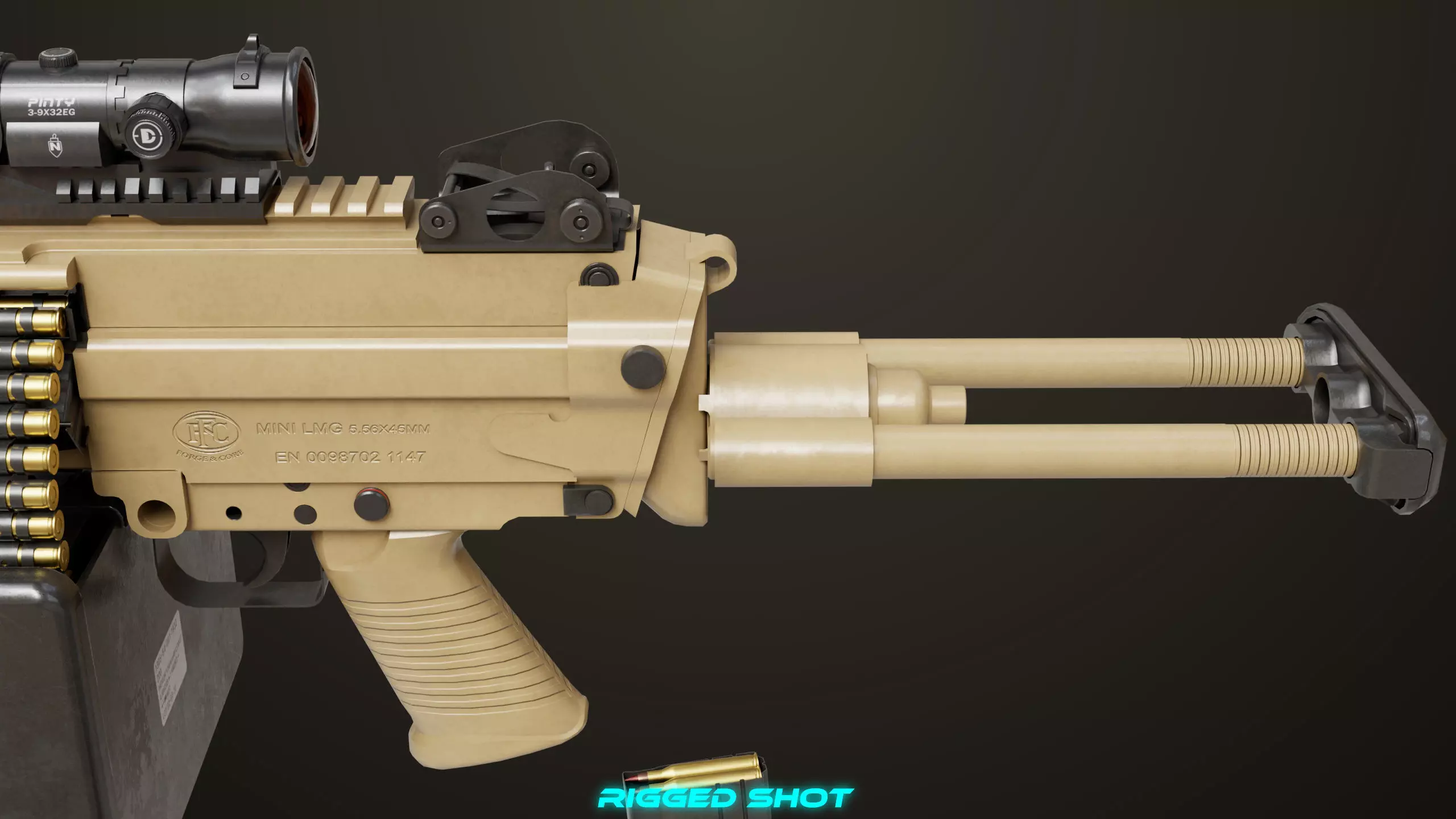 Machine Gun 16 Sandal All PBR Unity UE Textures Low-poly 3D model_20