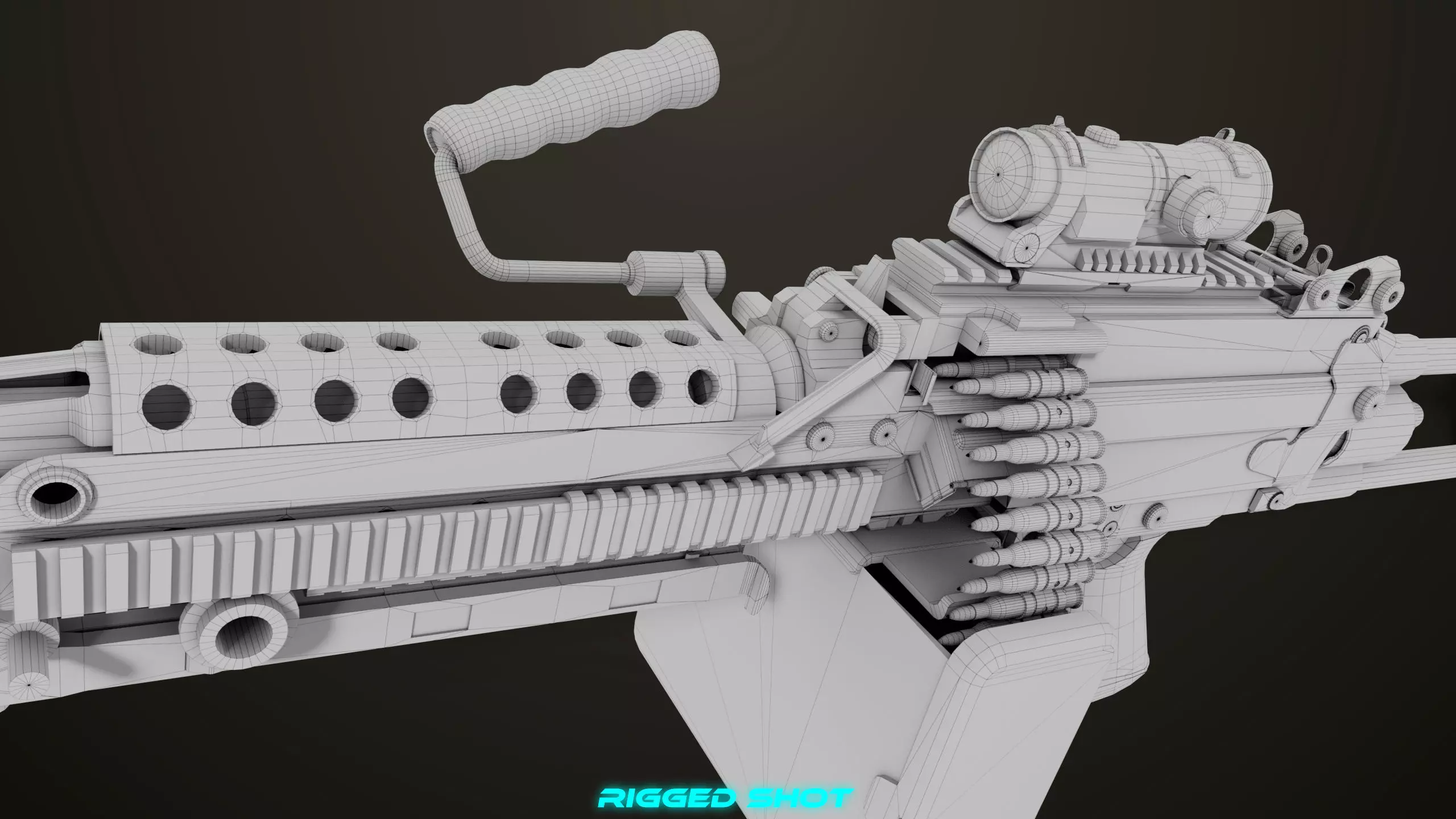 Machine Gun 16 Sandal All PBR Unity UE Textures Low-poly 3D model_37