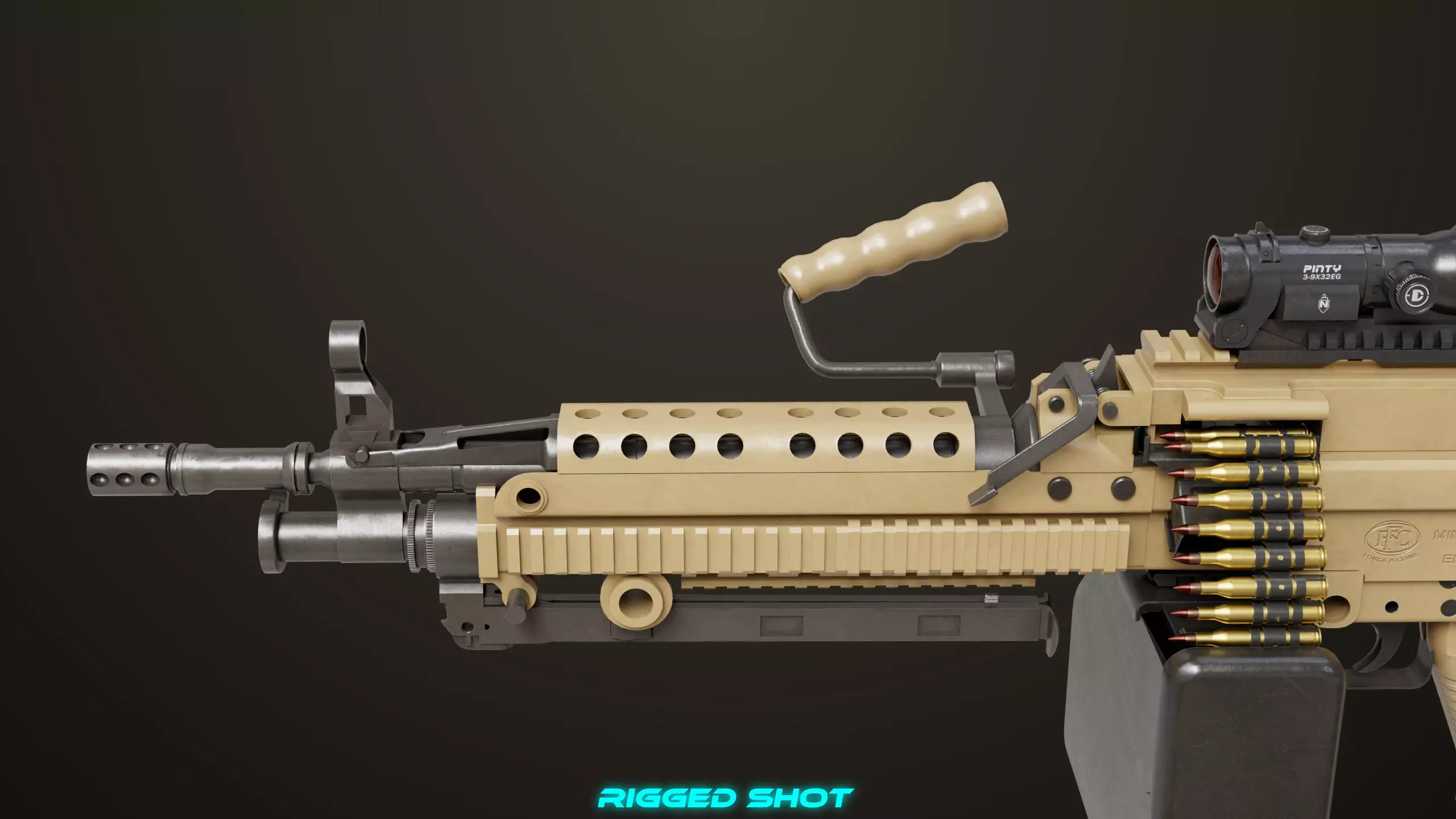 Machine Gun 16 Sandal All PBR Unity UE Textures Low-poly 3D model_15