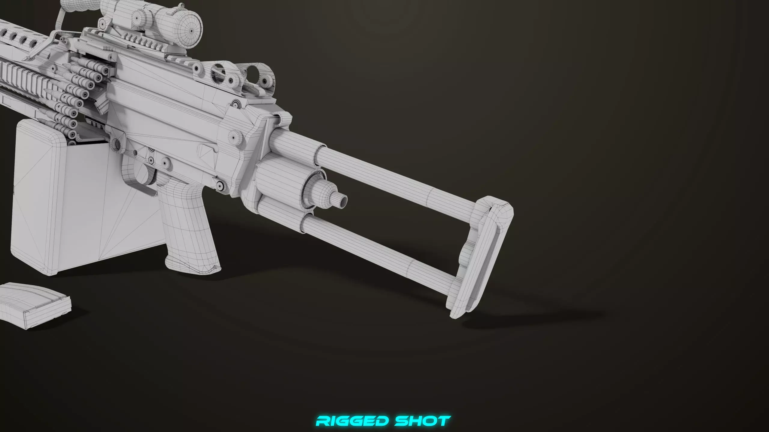 Machine Gun 16 Sandal All PBR Unity UE Textures Low-poly 3D model_48