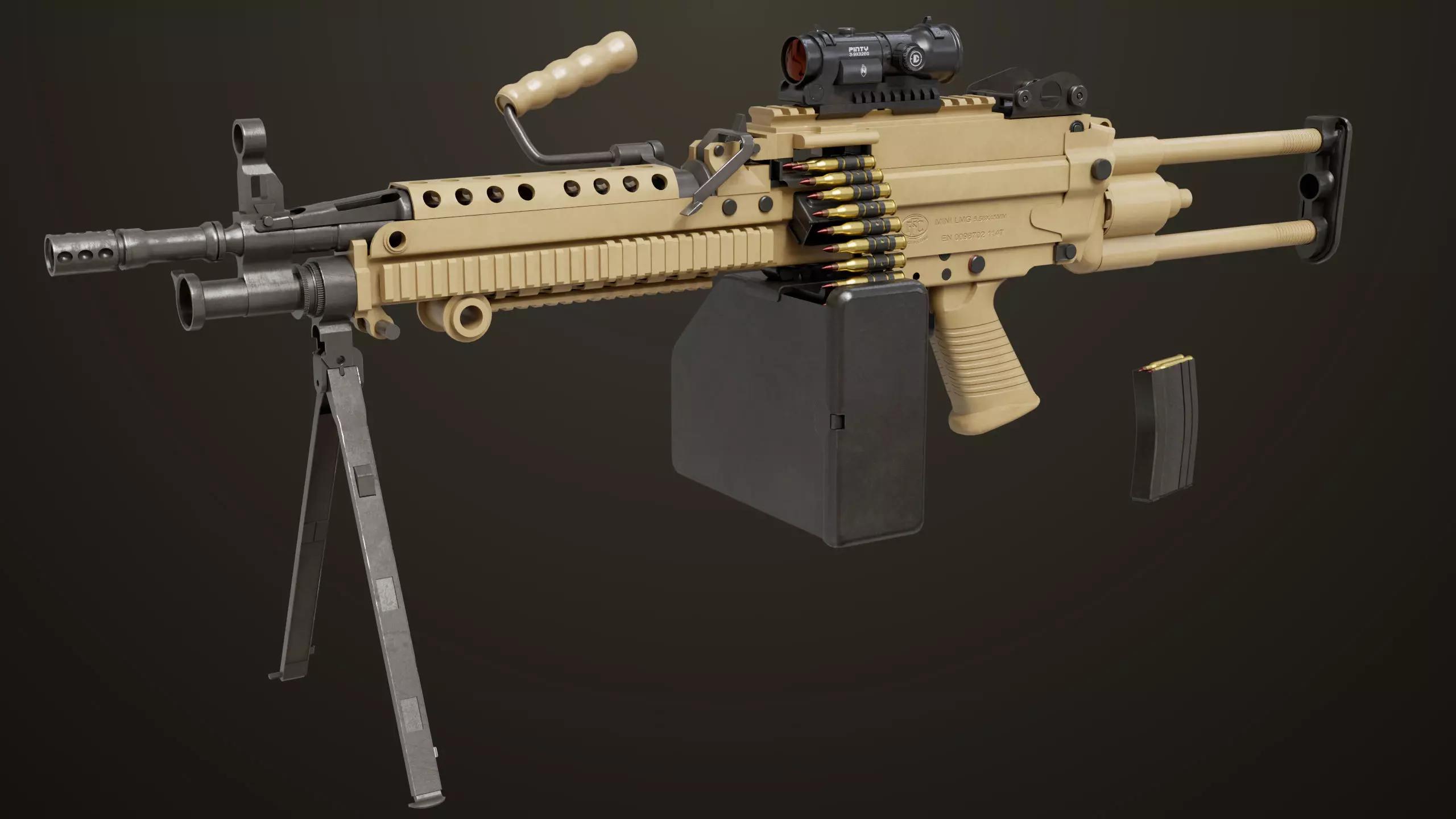 Machine Gun 16 Sandal All PBR Unity UE Textures Low-poly 3D model_27