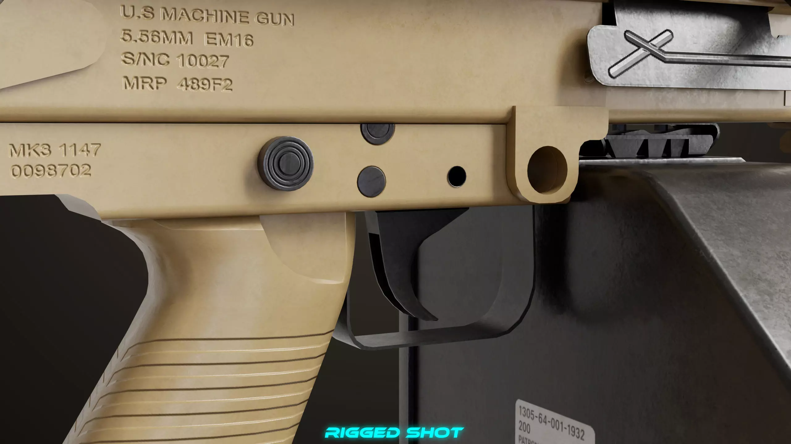 Machine Gun 16 Sandal All PBR Unity UE Textures Low-poly 3D model_12