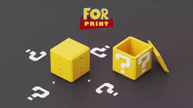 MARIO BROS - Mistery box - Question Mark Box 3D print model MARIO BROS - Mistery box - Question Mark Box 3D print model