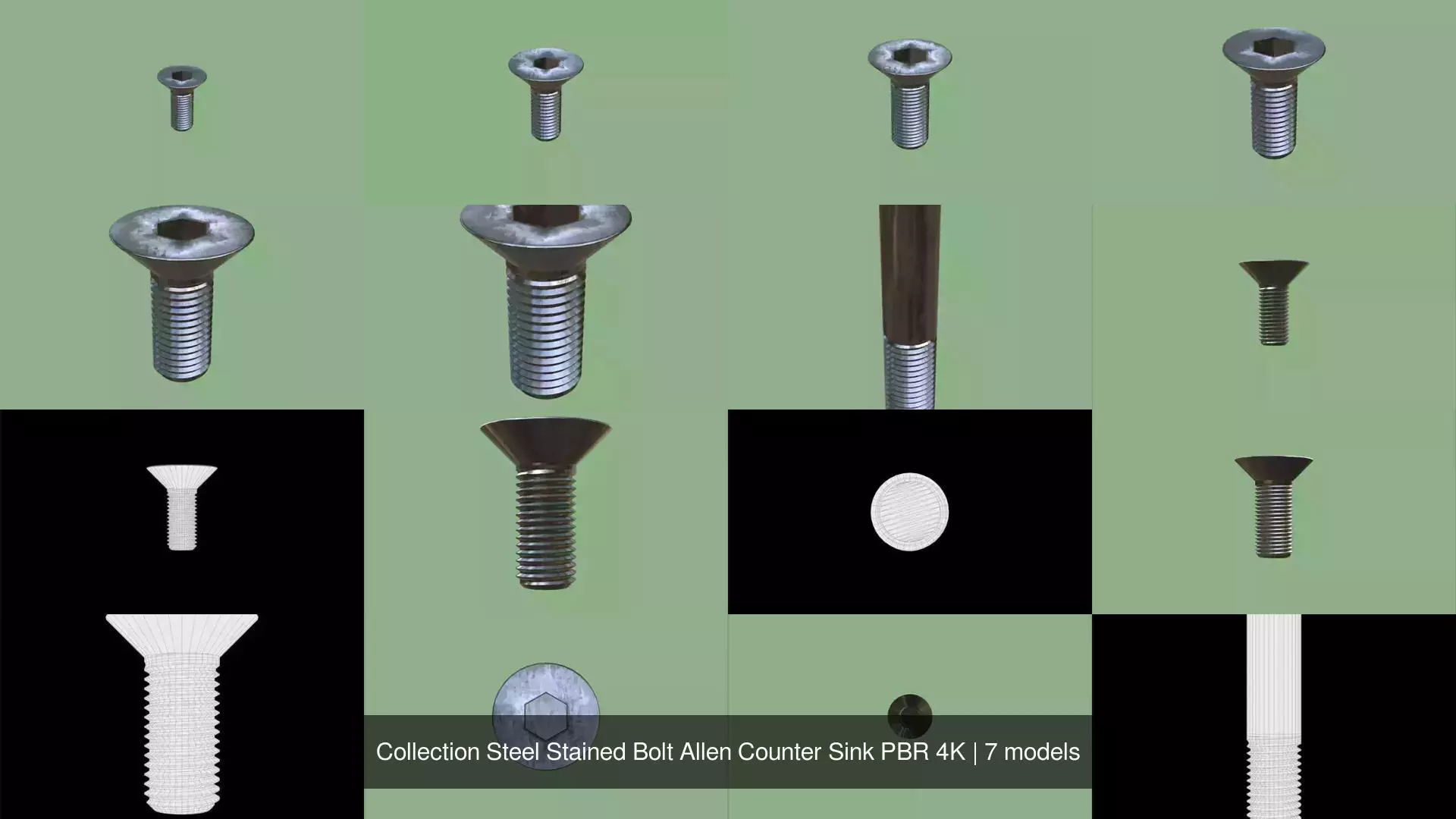 Collection Steel Stained Bolt Allen Counter Sink PBR 4K _1