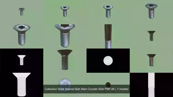 Collection Steel Stained Bolt Allen Counter Sink PBR 4K