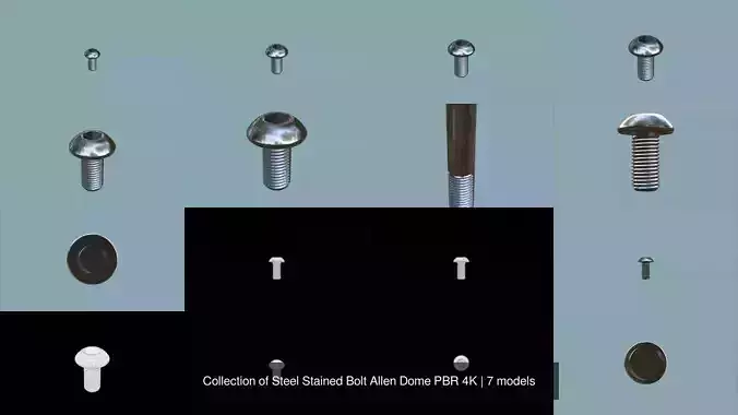 Collection of Steel Stained Bolt Allen Dome PBR 4K