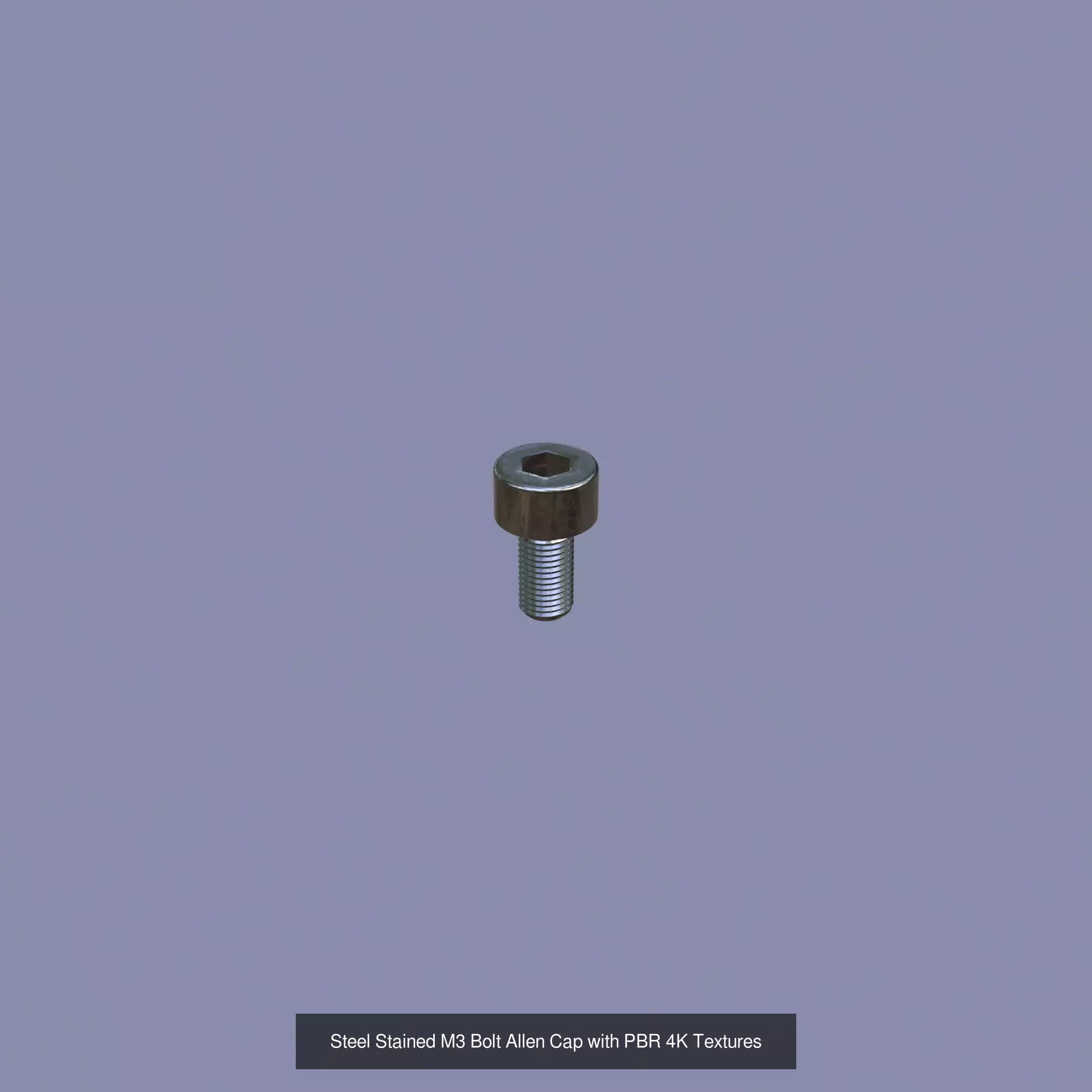 Steel Stained Bolt Allen Cap Collection with PBR 4K Textures _2