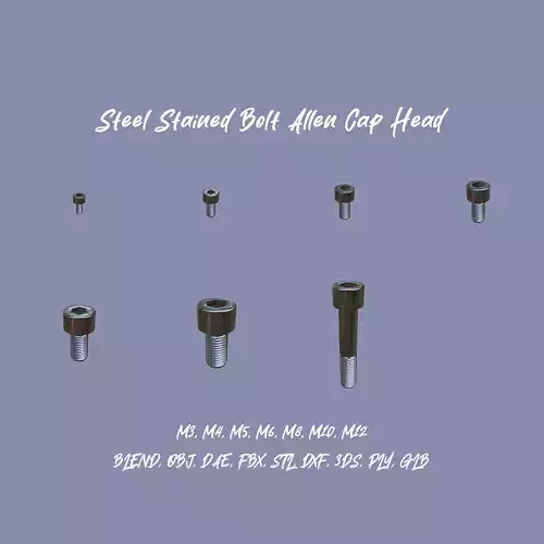 Steel Stained Bolt Allen Cap Collection with PBR 4K Textures 