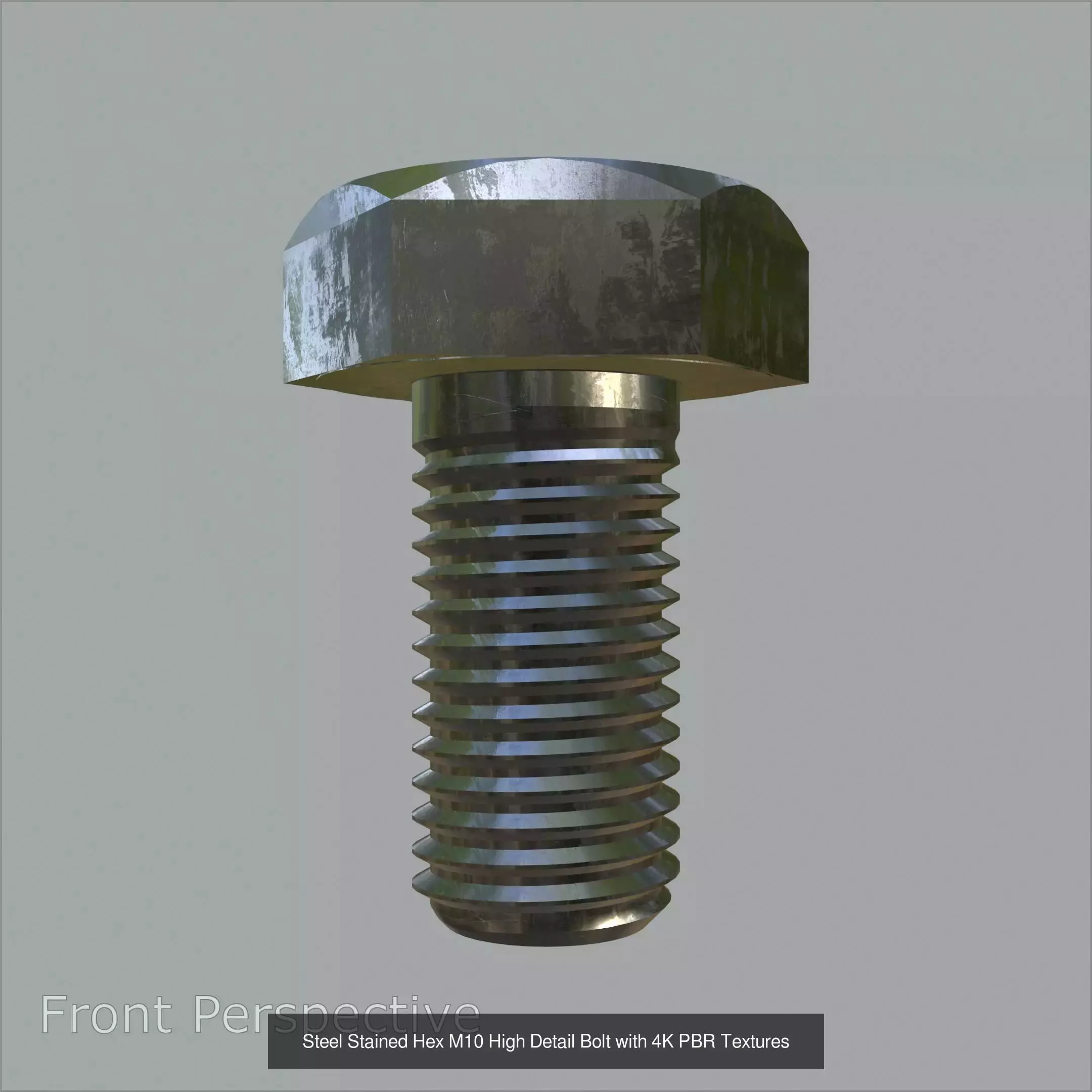 Collection of Steel Stained M3 to M12 Hex Bolts PBR 4K Textures _7