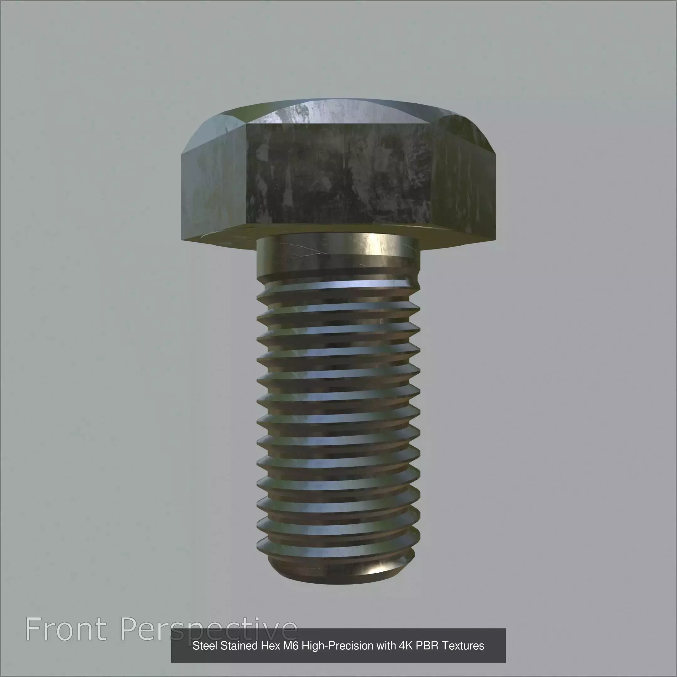 Collection of Steel Stained M3 to M12 Hex Bolts PBR 4K Textures _5