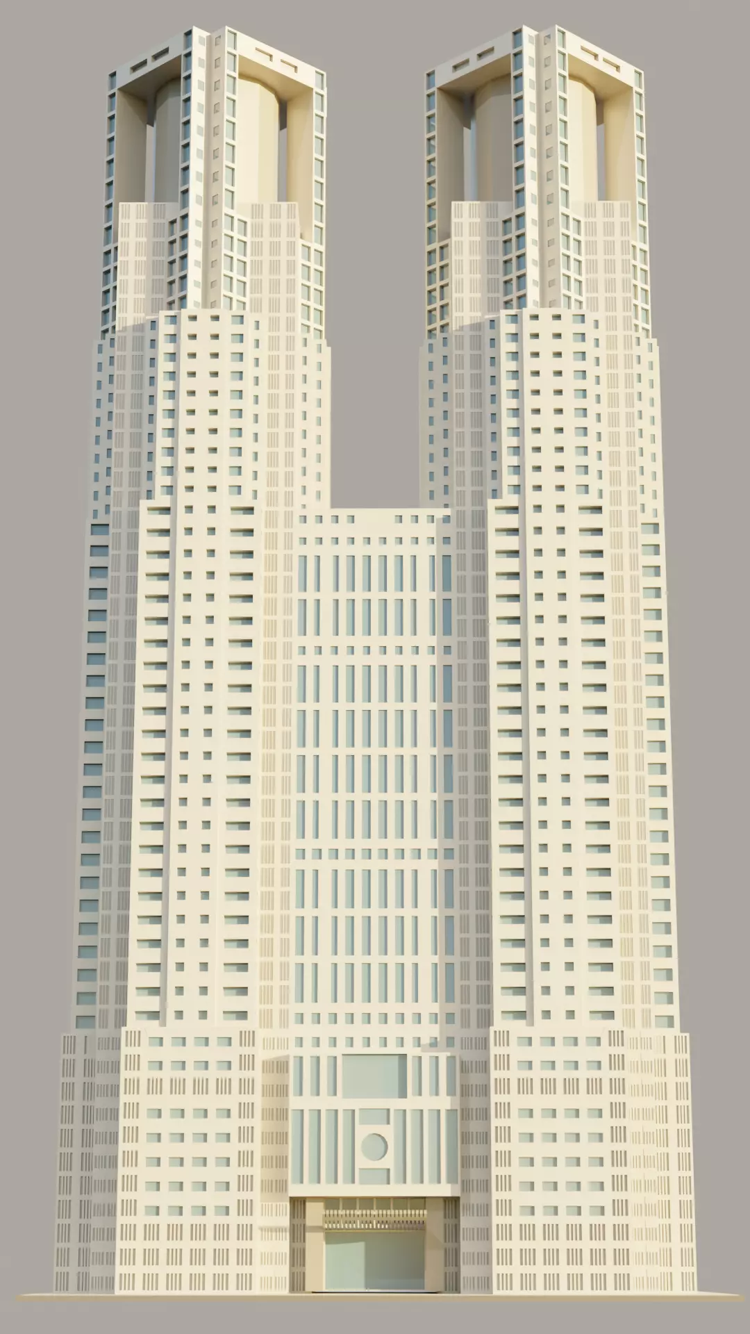 Tokyo Metropolitan Government Building Low-poly 3D model_2