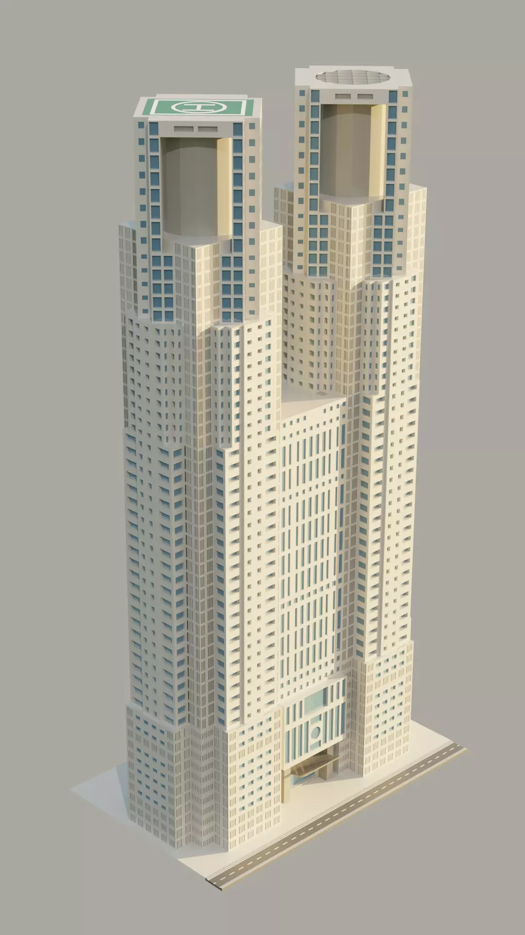 Tokyo Metropolitan Government Building Low-poly 3D model_3