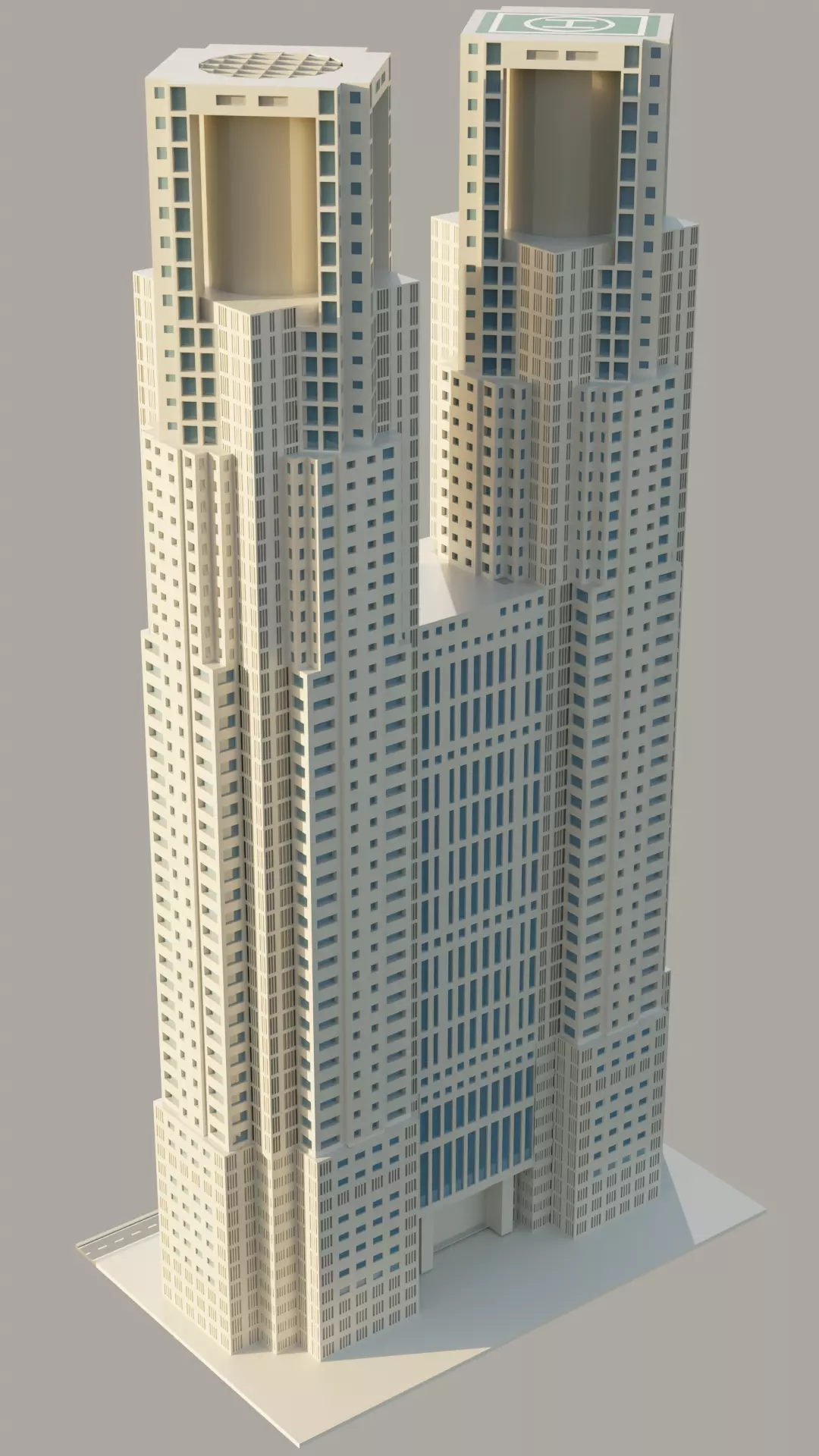 Tokyo Metropolitan Government Building Low-poly 3D model_1