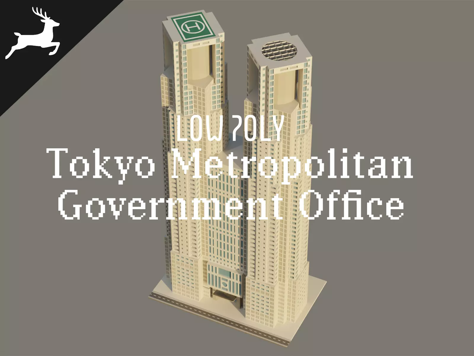 Tokyo Metropolitan Government Building Low-poly 3D model_0