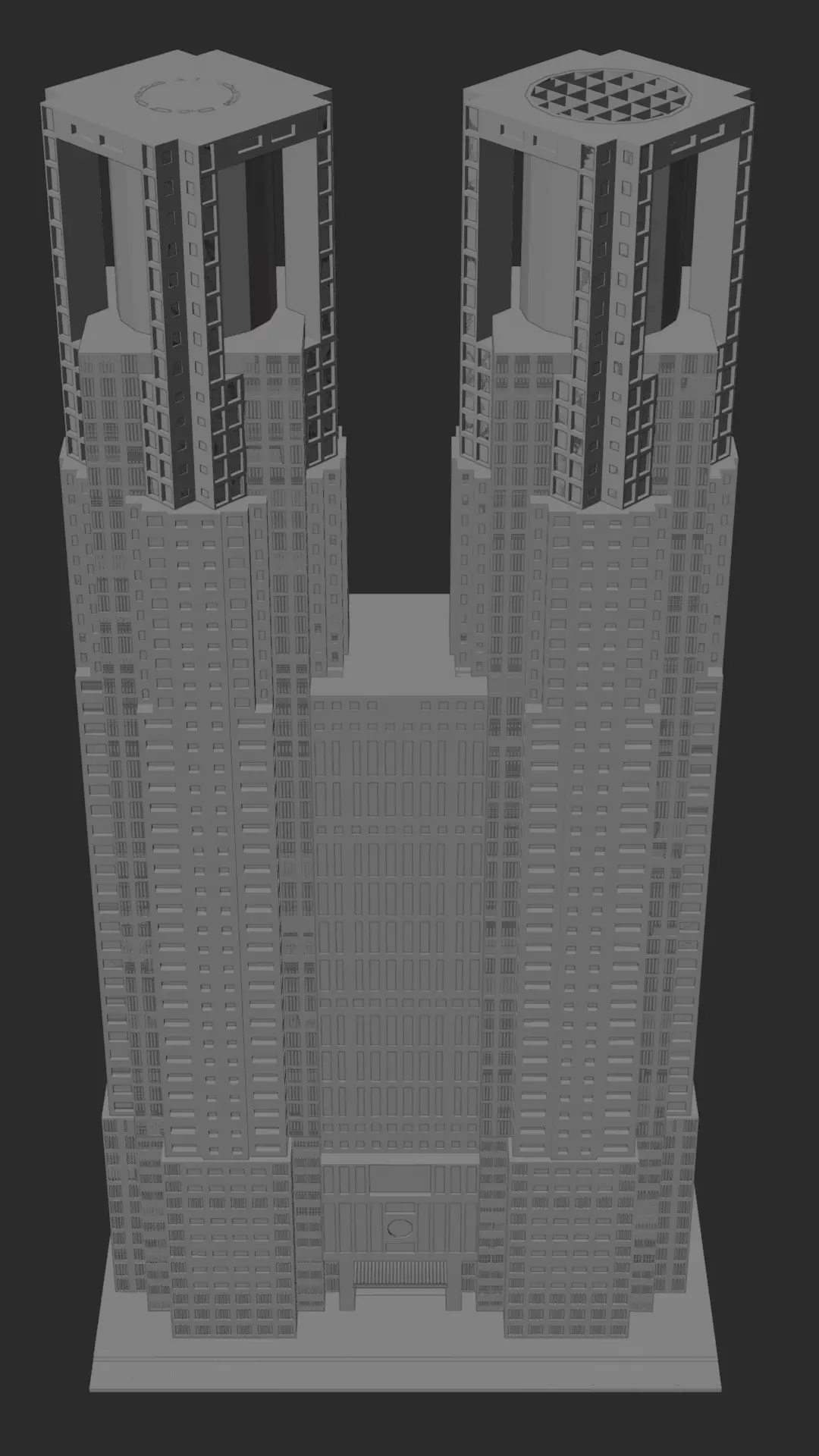 Tokyo Metropolitan Government Building Low-poly 3D model_5