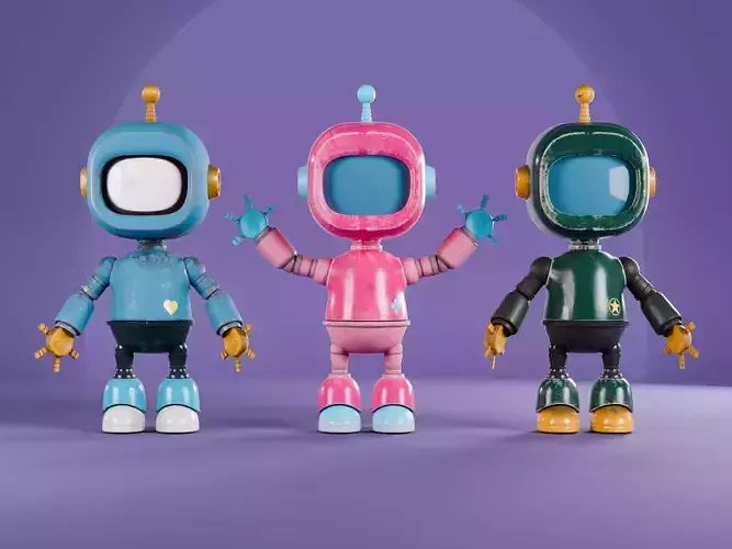 Cute Robot Character Pack 3 Color