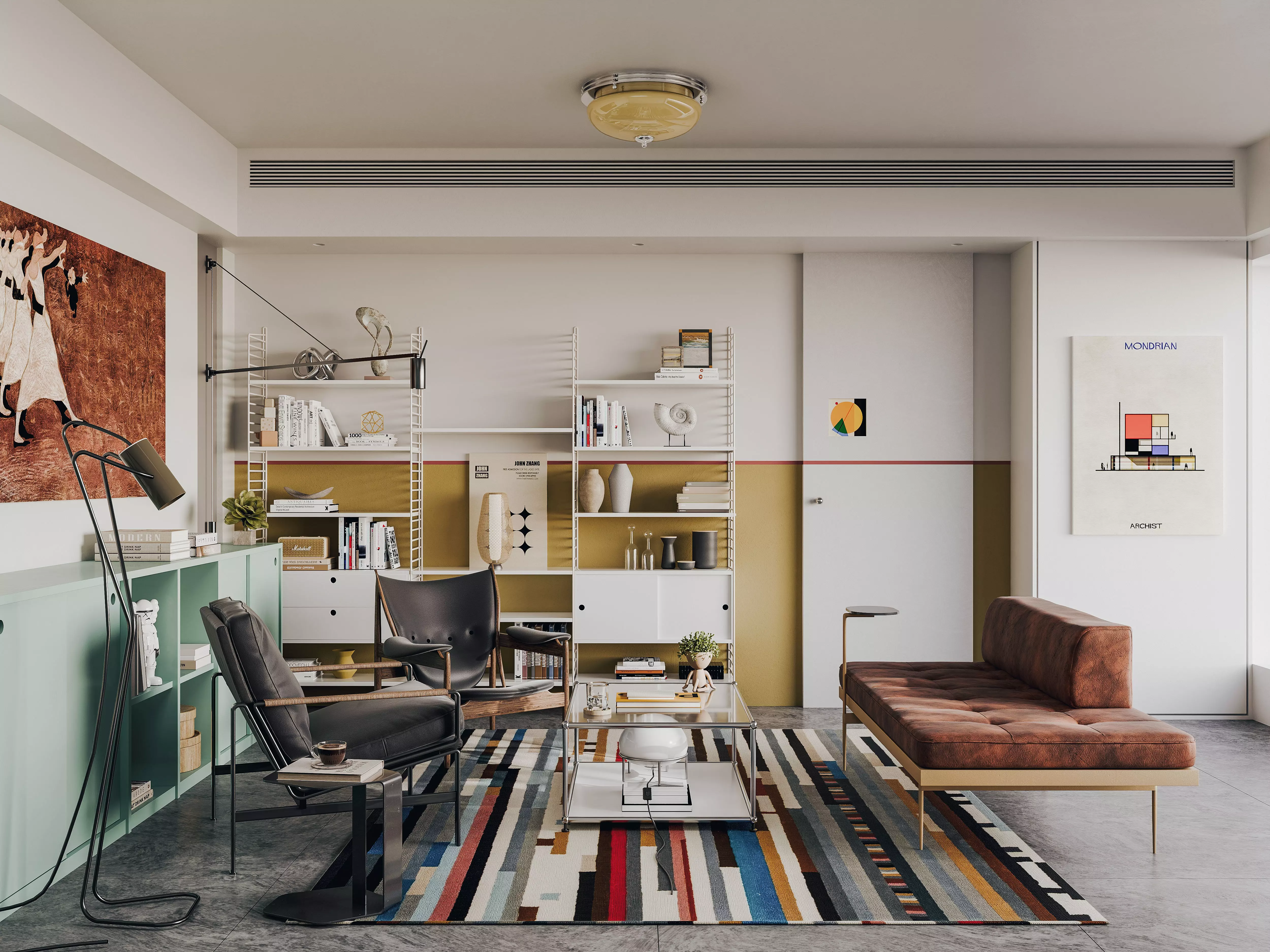 Modern Bauhaus Living Room 3D model