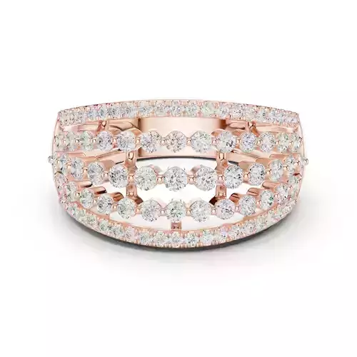 Five Row Round Diamond Engagement Wedding Ring 3DM STL Video