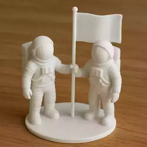 Astronauts Holding Flag