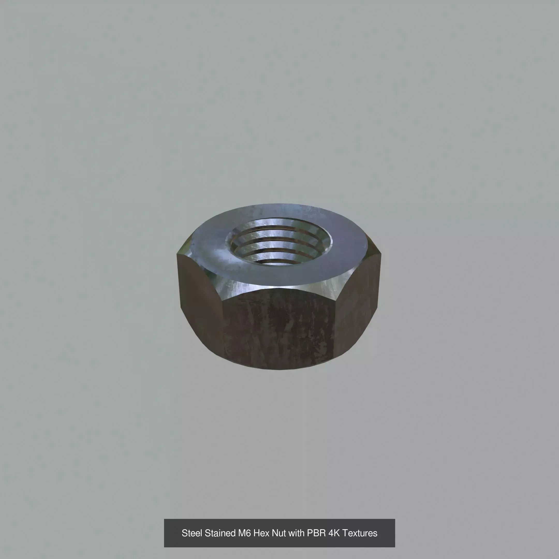 Collection of Steel Stained Hex Nuts PBR 4K Textures _5
