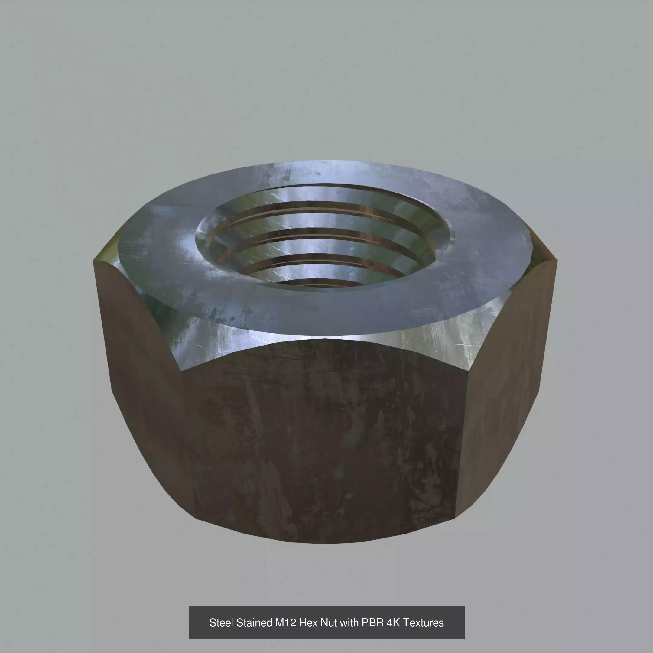 Collection of Steel Stained Hex Nuts PBR 4K Textures _8