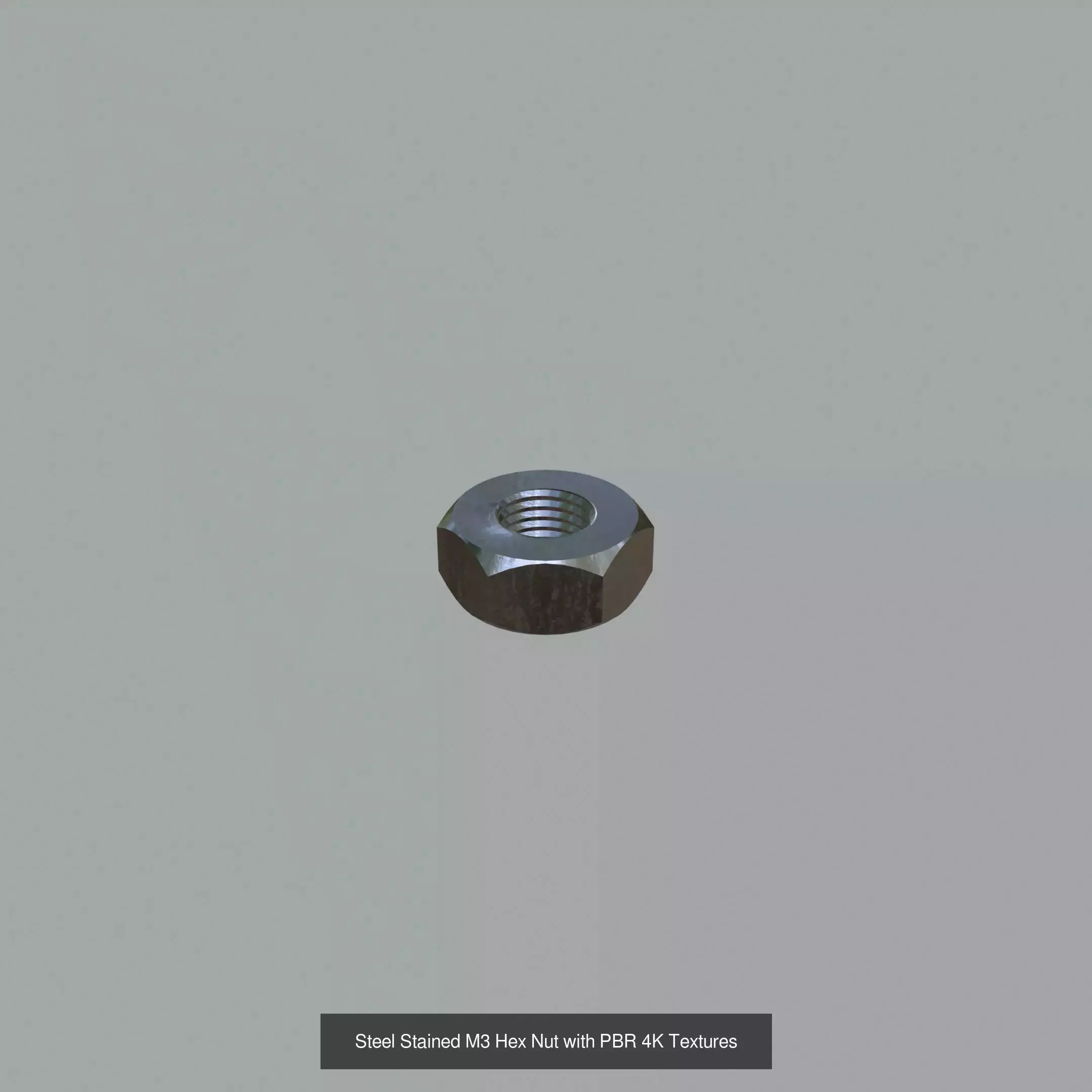 Collection of Steel Stained Hex Nuts PBR 4K Textures _3