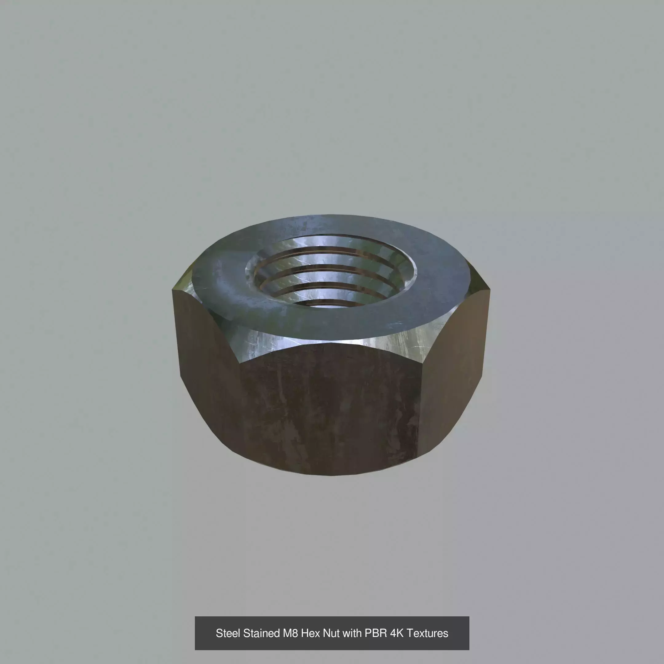 Collection of Steel Stained Hex Nuts PBR 4K Textures _6