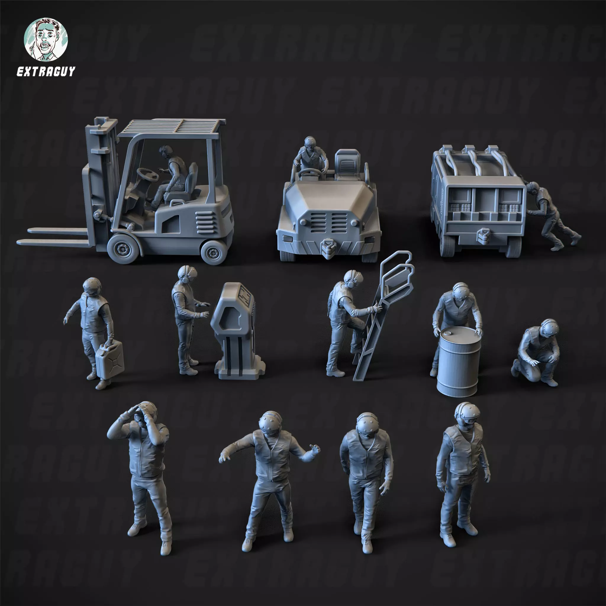 BF-1J Base Ground Crew 15mm props not included 3D print model_1