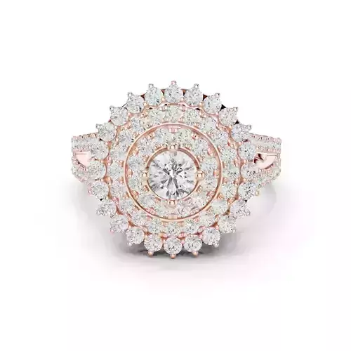 Split Shank Round Cut Halo Diamond Wedding Ring 3DM STL Video