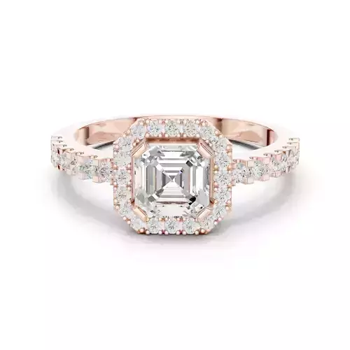 Asscher Cut Halo Diamond Engagement Wedding Ring 3DM STL Video