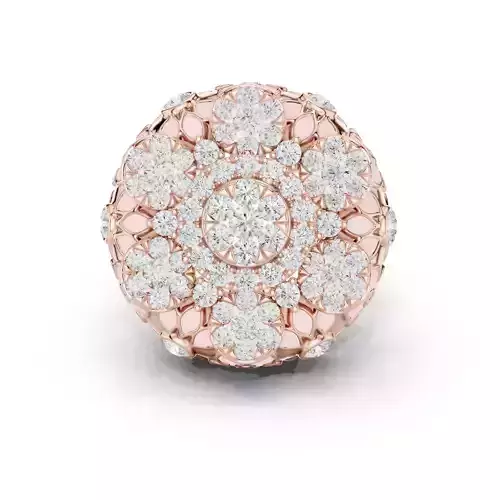 Round Cut Cluster Diamond Engagement Wedding Ring 3DM STL Video