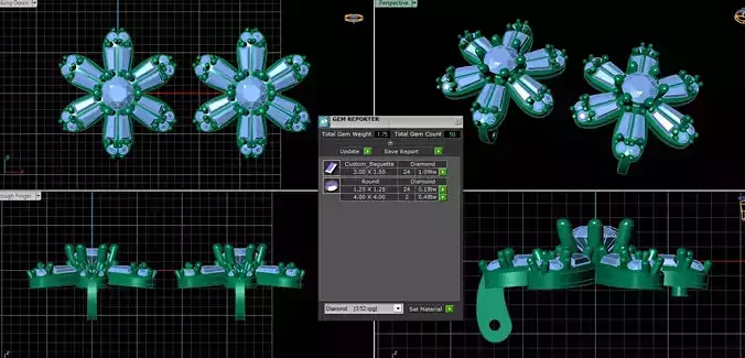 earrings jewellry 3d designer