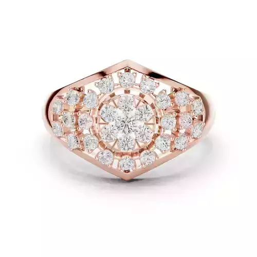 Wide Band Round Cluster Diamond Engagement Ring 3DM STL Video