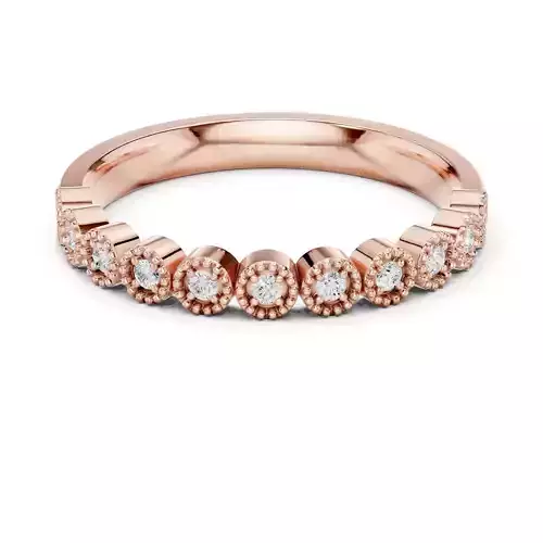 Half Eternity Round Diamond Milgrain Wedding Band 3DM STL Video