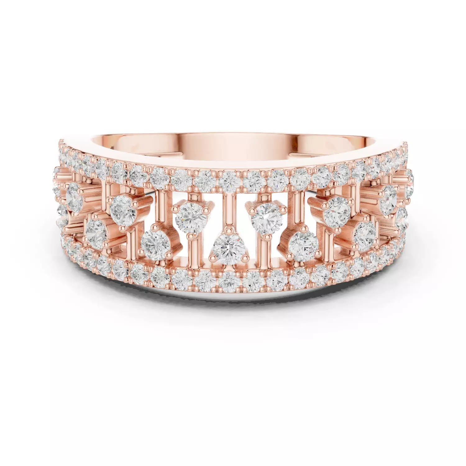 Round Cut Pave Diamond Engagement Wedding Ring 3DM STL Video 3D print model