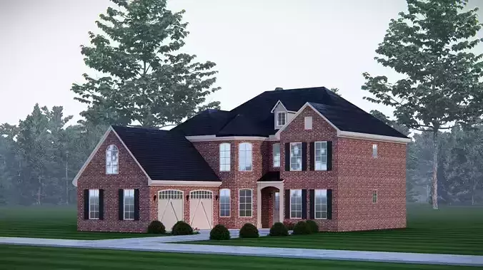 Contemporary American Home Architectural Visualization 3D model 2