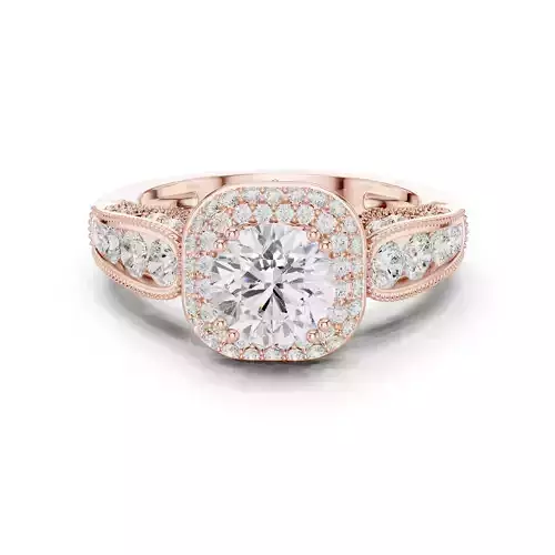 Channel Set Round Cut Diamond Halo Engagement Ring 3DM STL Video